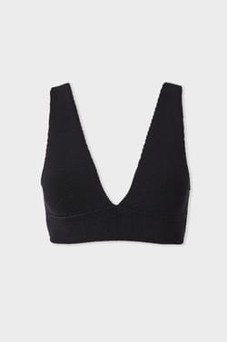 Triangle bikini top in stretch fabric;${refinementColor}