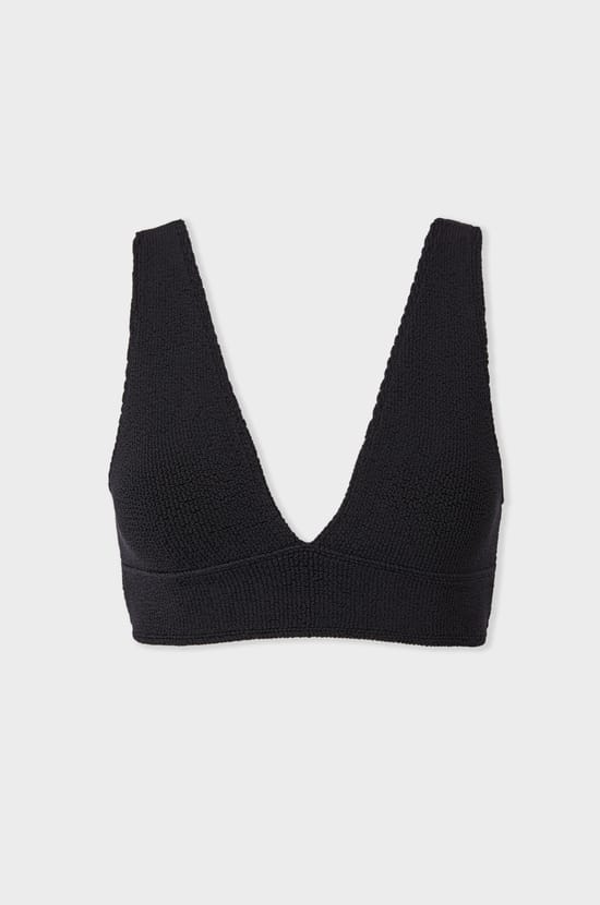 Triangle bikini top in stretch fabric;${refinementColor}