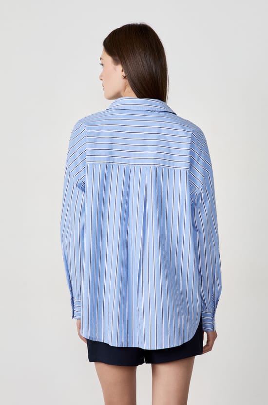 Chemise à rayures en coton;${refinementColor}