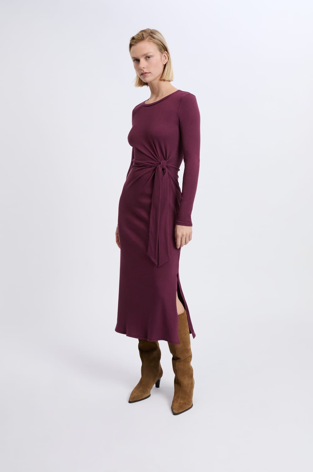 Robe avec détail à nouer en coton;${refinementColor}