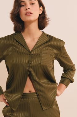 Chemise de pyjama &agrave; rayures;${refinementColor}