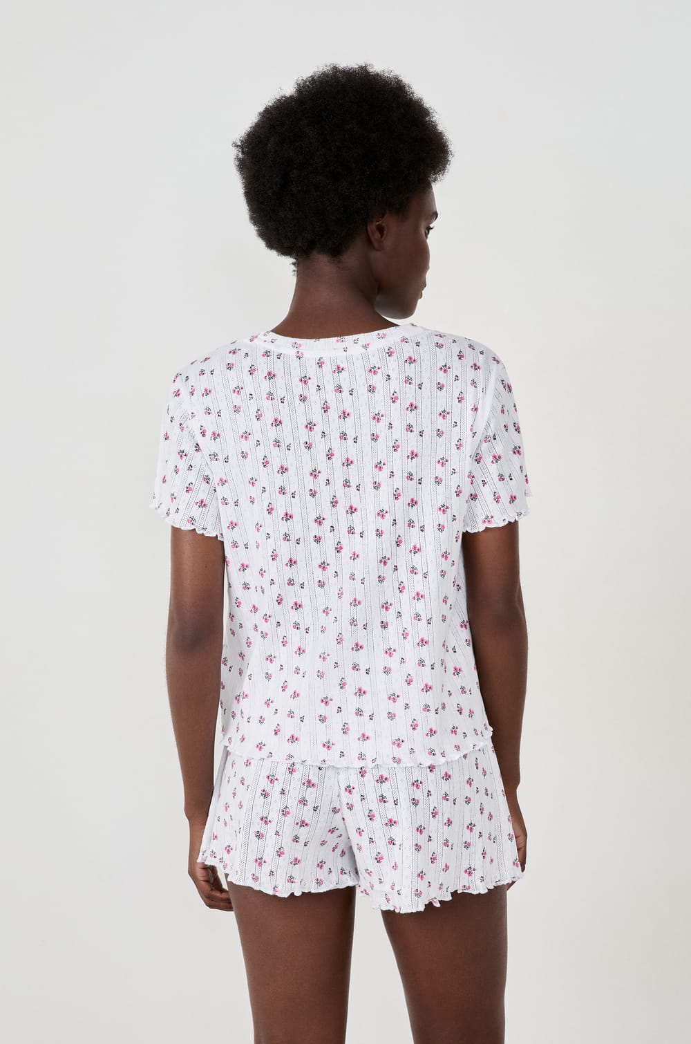 Pyjama T-shirt with floral pattern;${refinementColor}