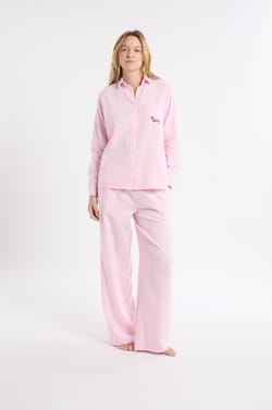 Chemise de pyjama à carreaux à motif chien en coton;${refinementColor}