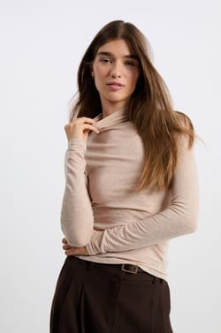 High Neck T-shirt with Wool;${refinementColor}