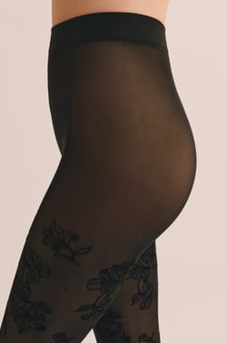 Collant semi-opaque &agrave; motifs fleuris - 30 Deniers;${refinementColor}
