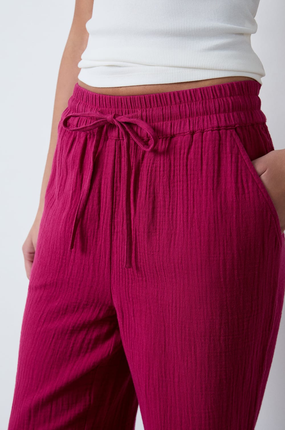 Pantalón de algodón nido de abeja;${refinementColor}