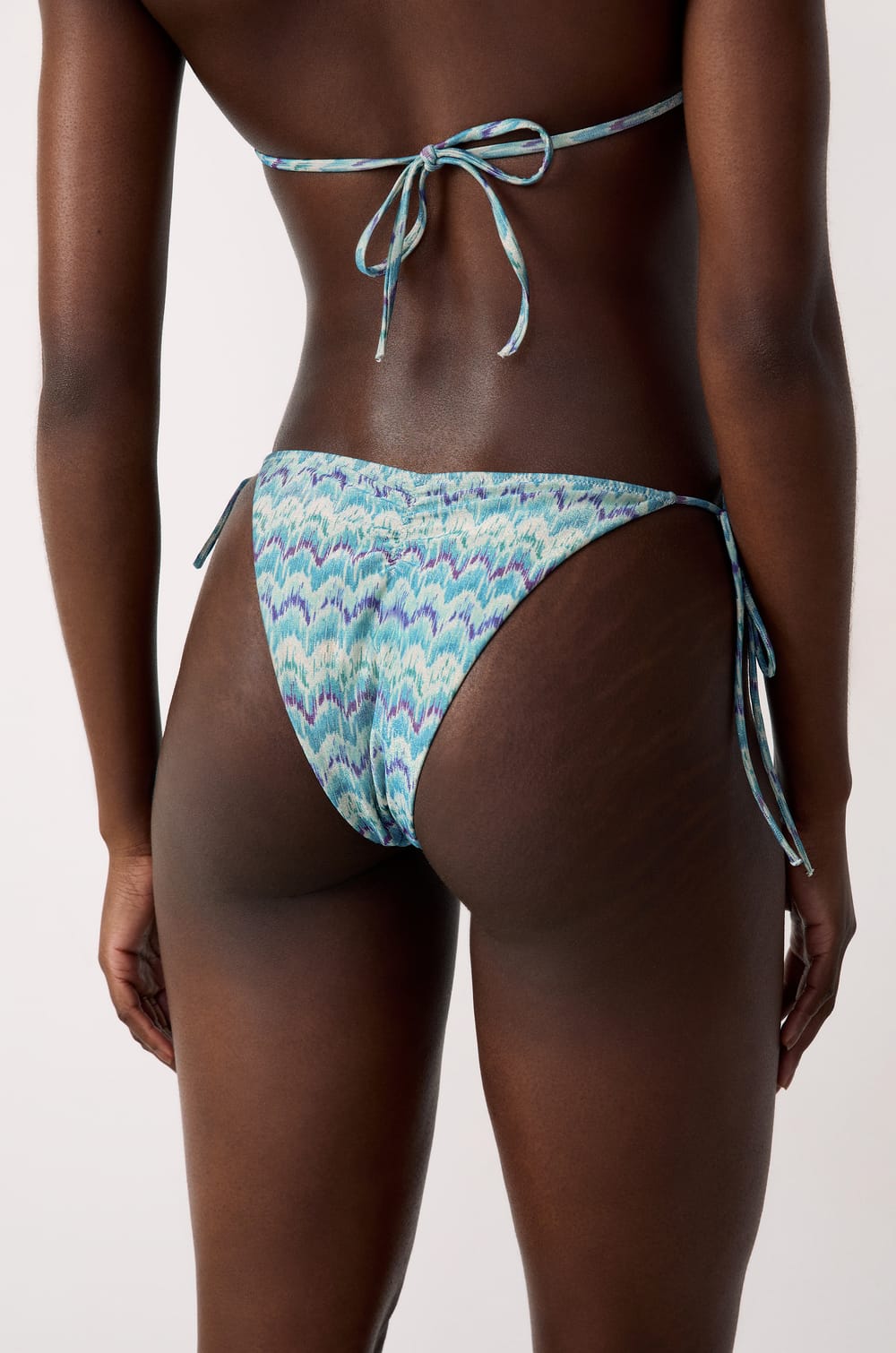 Glittery Tie-Side Bikini Bottom;${refinementColor}