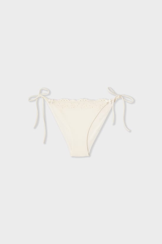 Bas de maillot de bain bikini &agrave; nouer brod&eacute;;${refinementColor}