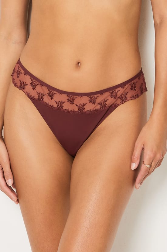 Embroidered Tulle Tanga;${refinementColor}