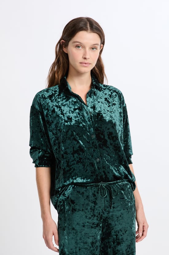 Chemise de pyjama effet velours;${refinementColor}