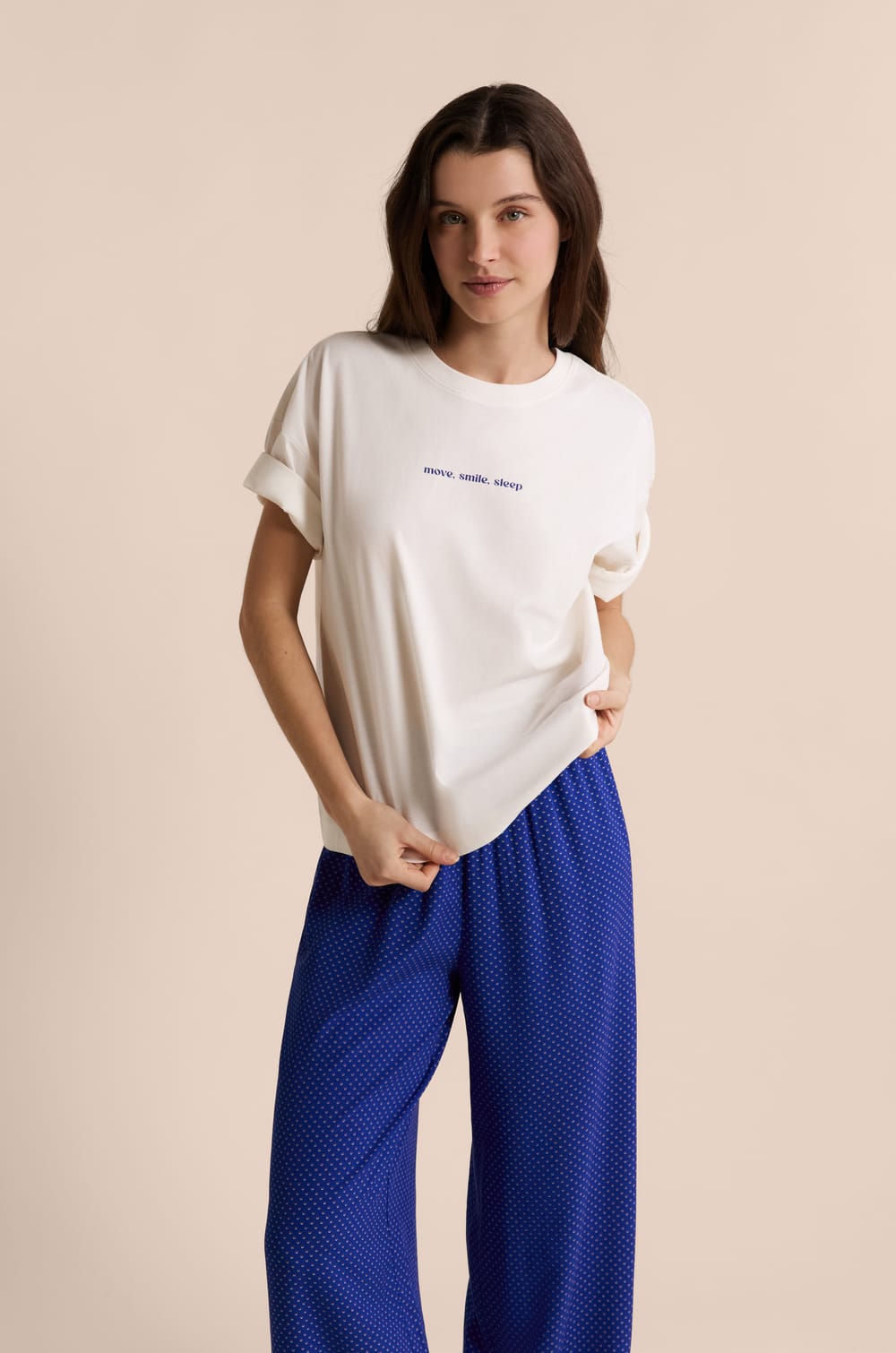 Camiseta de pijama de manga corta de algod&oacute;n;${refinementColor}