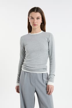 Long-sleeved T-shirt with cotton modal;${refinementColor}