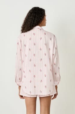Cotton pyjama shirt with patterns;${refinementColor}