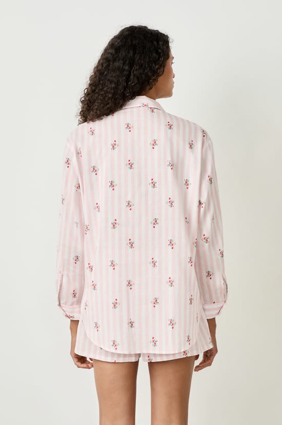 Cotton pyjama shirt with patterns;${refinementColor}