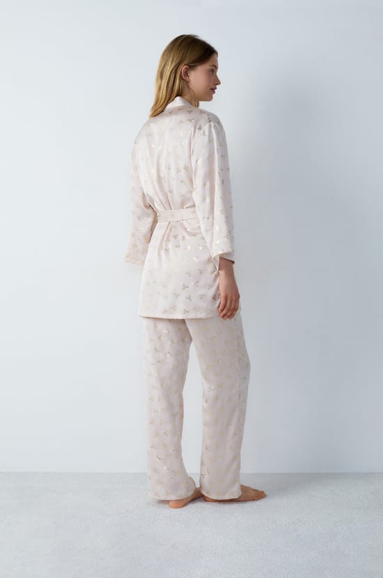 3-Piece Patterned Satin Pajama Set;${refinementColor}