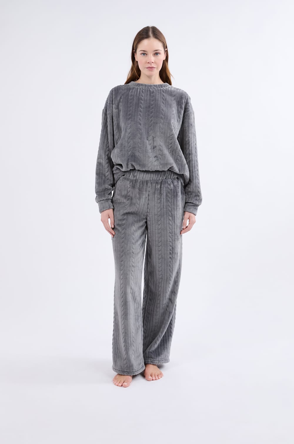 Sweatshirt de pyjama effet velours;${refinementColor}
