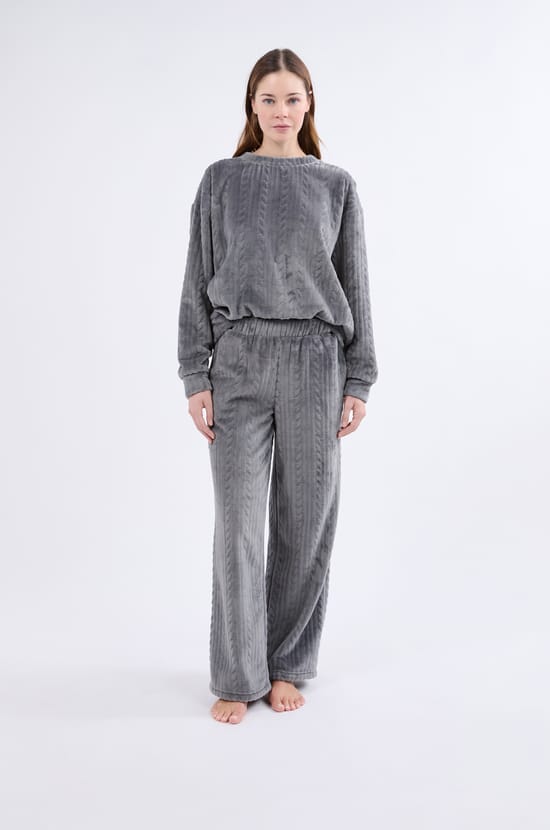 Sweatshirt de pyjama effet velours;${refinementColor}