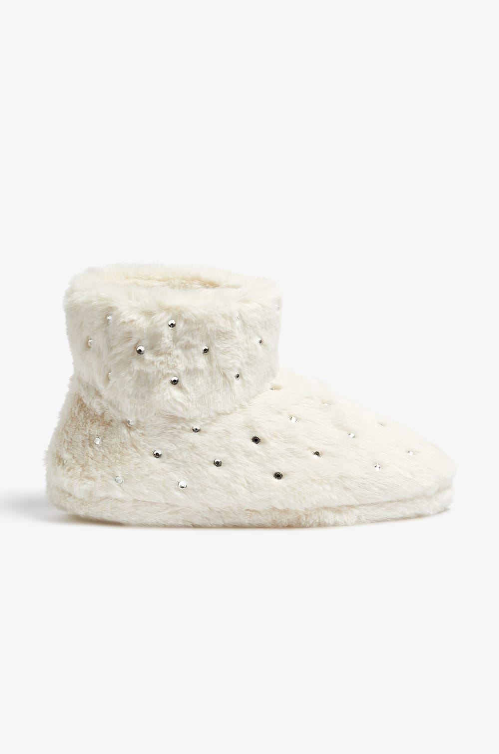 Chaussons bottines en fourrure &agrave; strass;${refinementColor}