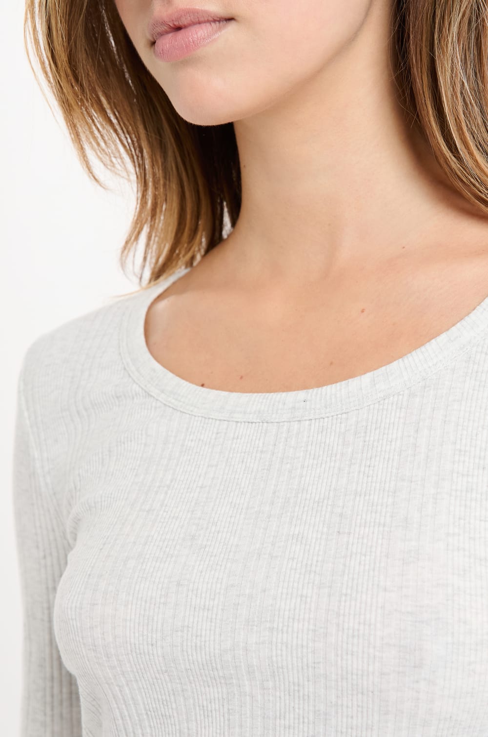 T-shirt de pyjama manches longues côtelé en coton;${refinementColor}