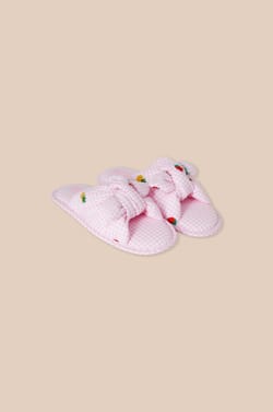 Cotton Slippers with Bow;${refinementColor}