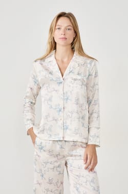 Chemise de pyjama imprimée satinée;${refinementColor}