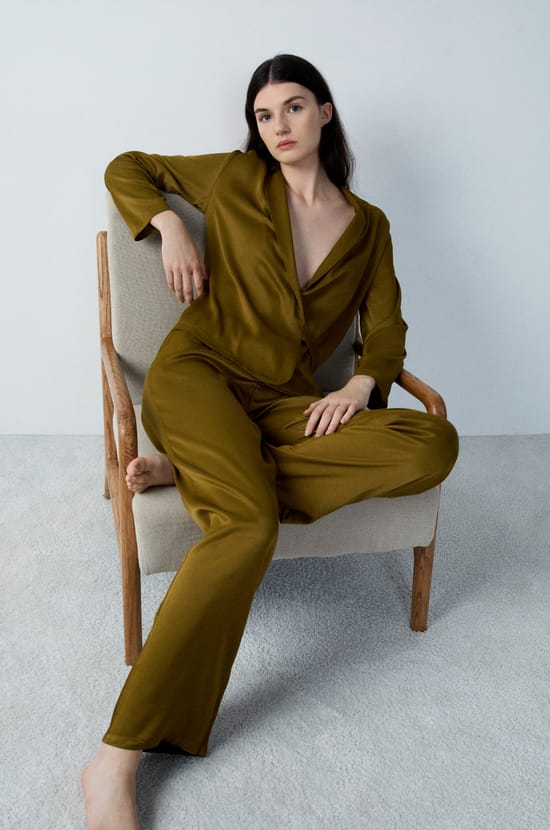 Pantalon de pyjama lisse;${refinementColor}