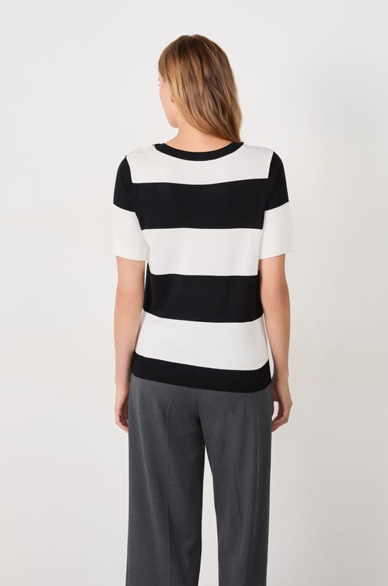 Short-sleeved V-neck sweater;${refinementColor}