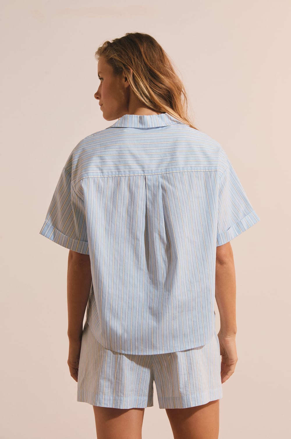 Chemise de pyjama en coton &agrave; rayures;${refinementColor}