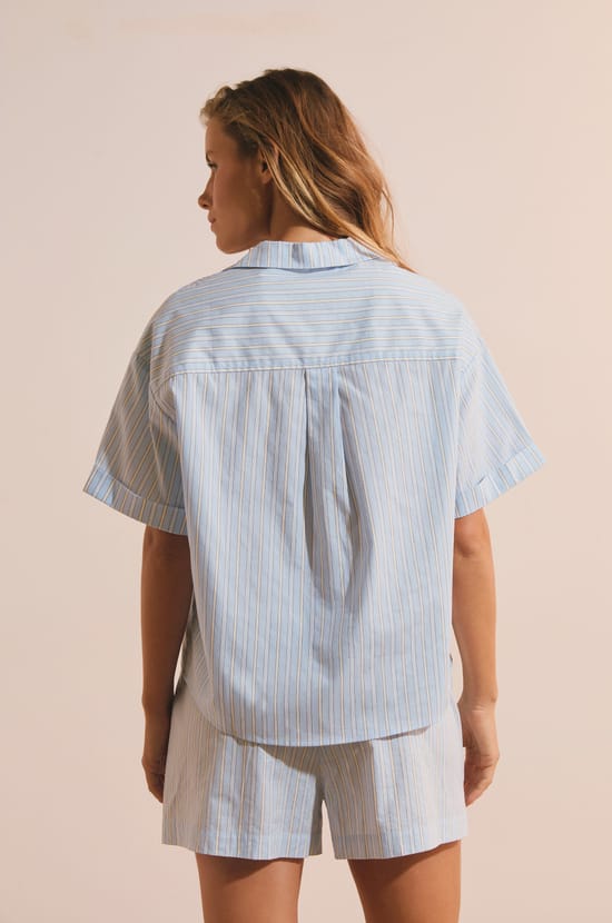 Chemise de pyjama en coton &agrave; rayures;${refinementColor}