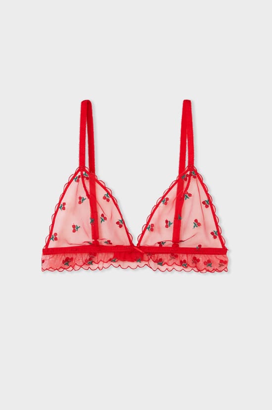Triangle sans armature avec broderie fraise;${refinementColor}