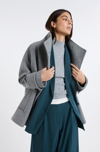 Manteau à col cheminée avec laine;${refinementColor}