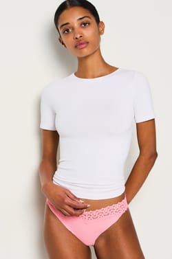 V-shape Microfibre and Lace Tanga;${refinementColor}