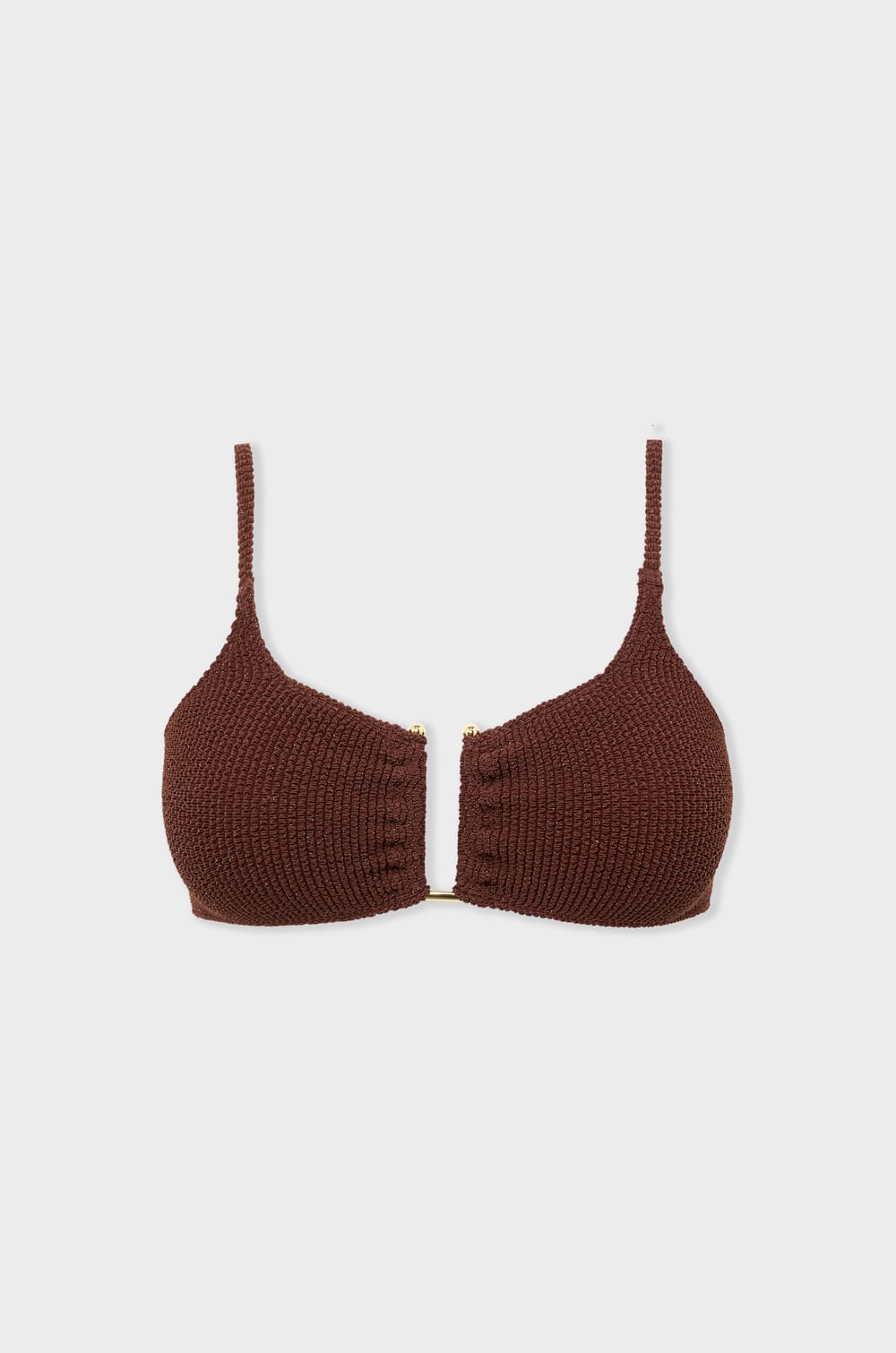 Bikini Top Stretchy Bralette with Metal Detail;${refinementColor}