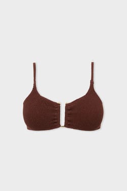Bikini Top Stretchy Bralette with Metal Detail;${refinementColor}