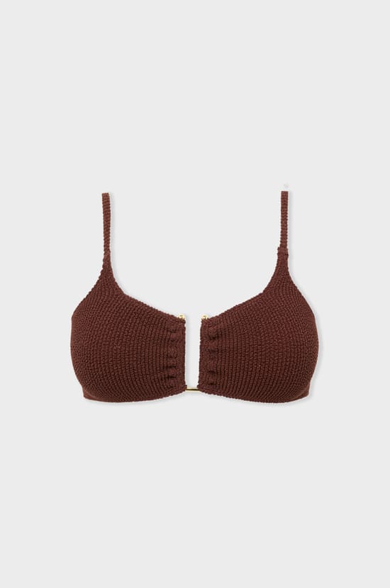 Bikini Top Stretchy Bralette with Metal Detail;${refinementColor}