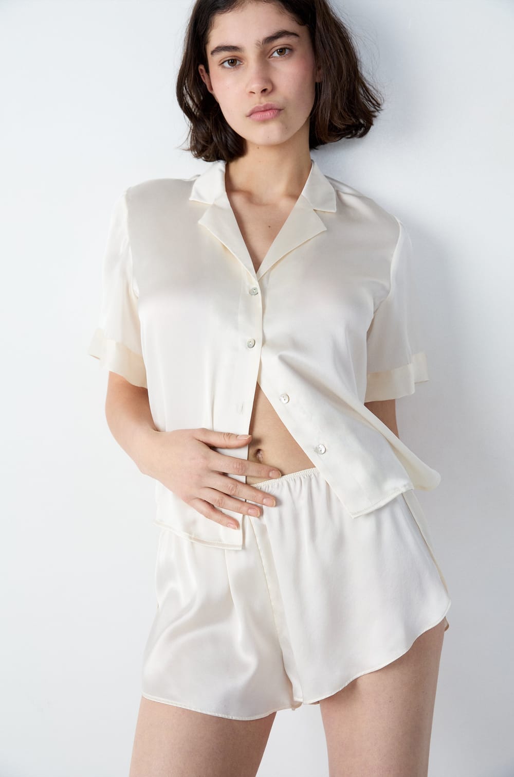 Silk Pyjama Shorts;${refinementColor}