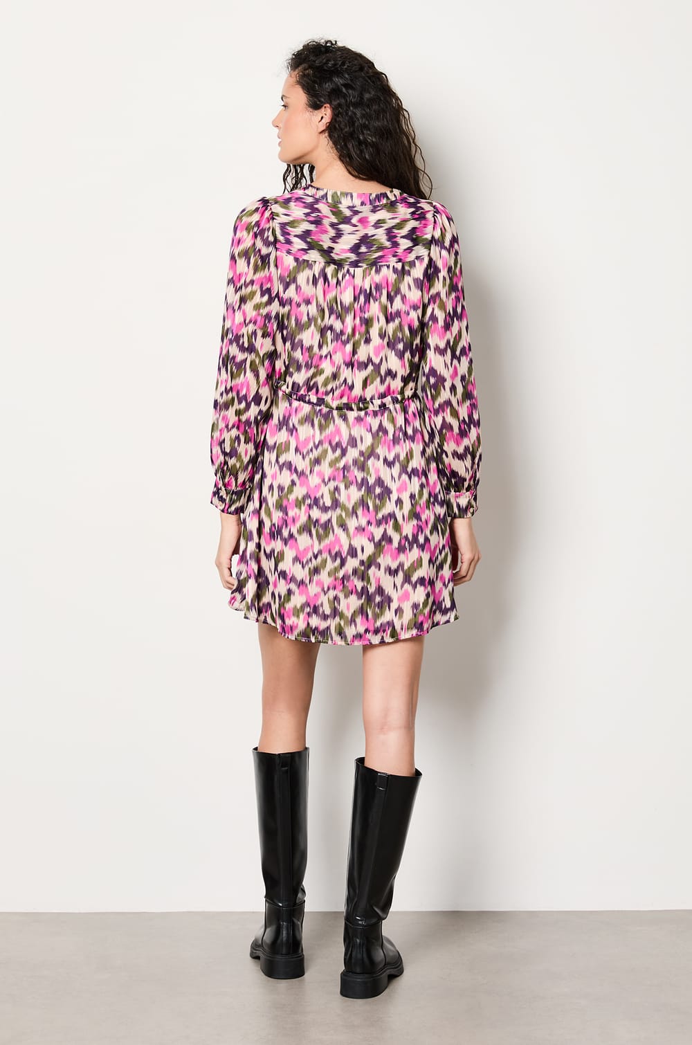 Short Patterned Shirt Dress;${refinementColor}