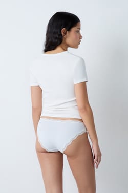3-Pack of Cotton and Lace Briefs;${refinementColor}