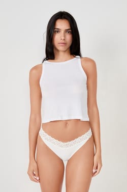 Microfiber And Lace Thong;${refinementColor}