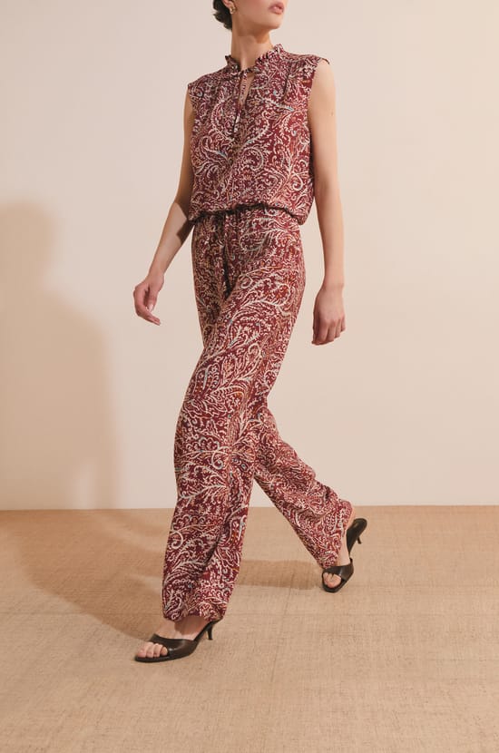 Pantalon fluide &agrave; motifs;${refinementColor}