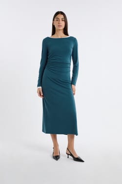 Long Dress with Boat Neckline;${refinementColor}