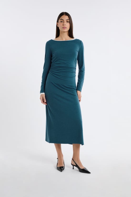 Long Dress with Boat Neckline;${refinementColor}
