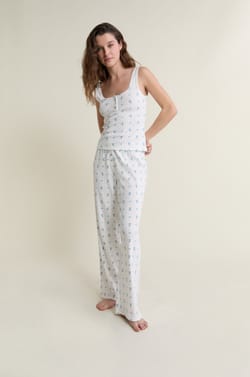 Pantalon de pyjama en pointelle;${refinementColor}