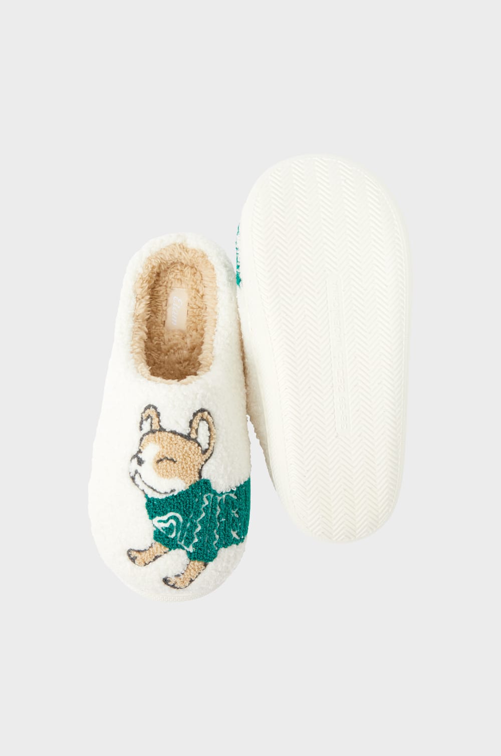 Chaussons à motif bouledogue en fausse fourrure;${refinementColor}