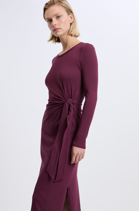Robe avec détail à nouer en coton;${refinementColor}