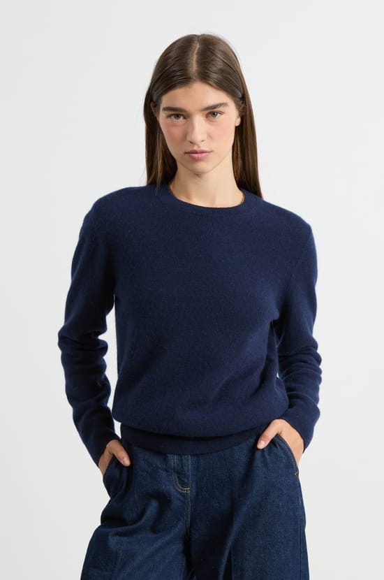 Pull col rond en cachemire;${refinementColor}