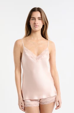Silk Camisole with Lace Details;${refinementColor}