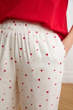 Pajama Pants With Heart Print;${refinementColor}