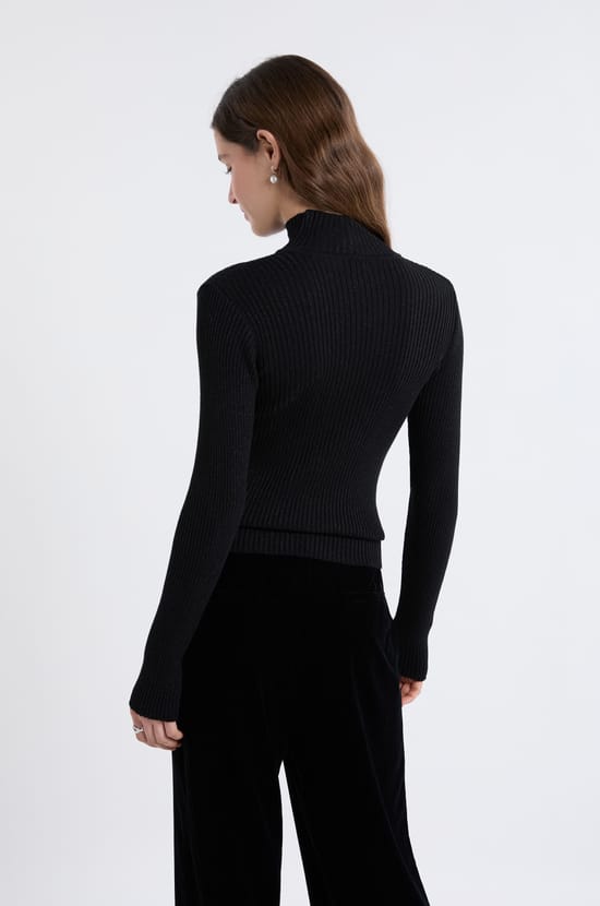 Pull en tricot irisé à col montant;${refinementColor}