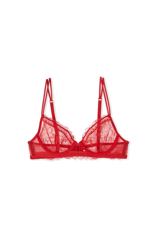 Classic Lace Bra with Ties;${refinementColor}